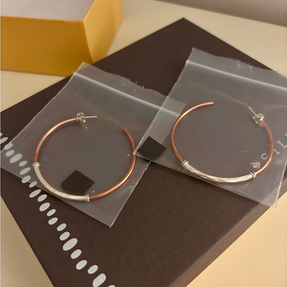 Silpada Copper and Silver Hoop Earrings